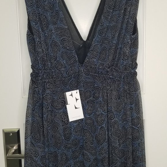 NWT Isabel Marant Etoile Estelle Plunging V-Neck Dress Black Blue White Dots 38 - Picture 9 of 11